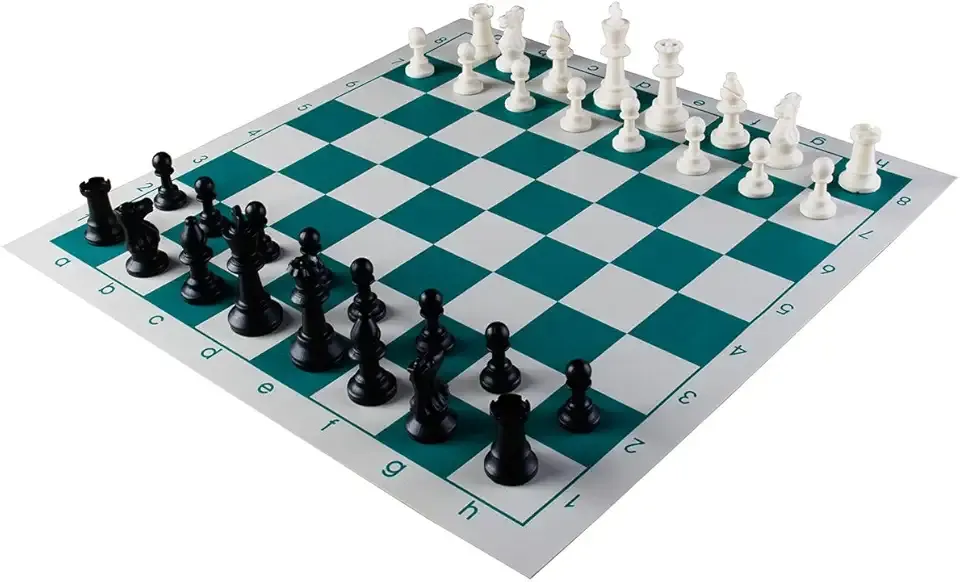 Amerous Chess Set 17" x 17" Roll-up Travel Chess in Carry Tube with Shoulder Strap Easy to Carry for Beginner and Kids