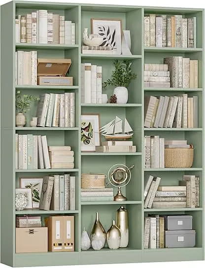 FACBOTALL Triple Wide Bookshelf, 6 Tier Large Books…