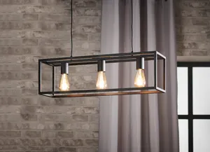 Lampadario Design Eldrick nero paralume nero 3x E27 Ø0cm INSPIRE