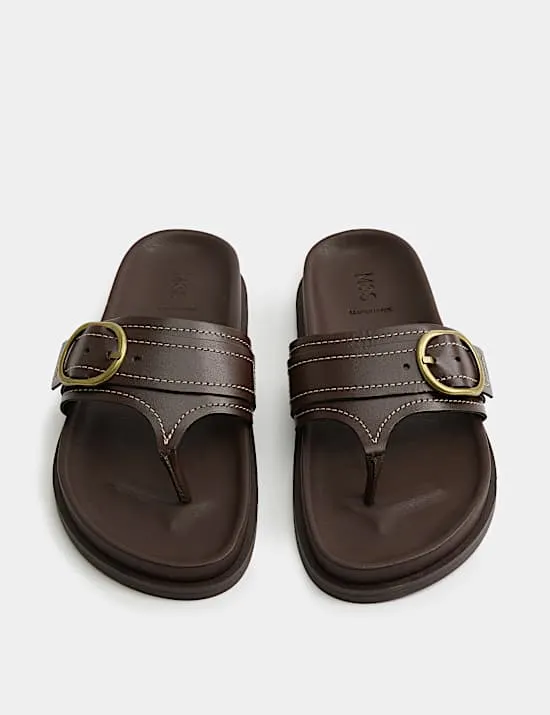 Leather Footbed Toe Post Sandals