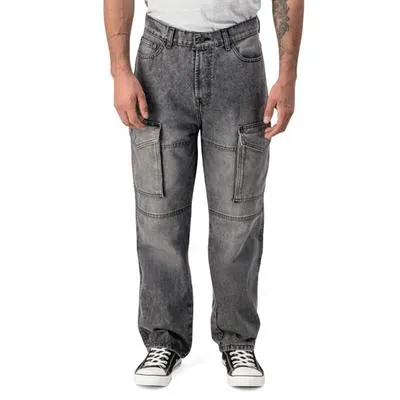 Pantalón Hummo Hombre Botón Y Zipper Efecto Deslavado