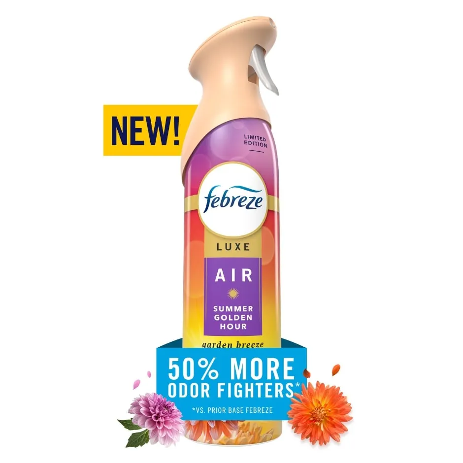 Febreze Air Mist, Luxe Air Freshener Spray, Odor Fighting Room Spray, Summer Golden Hour Scent, 8.1oz