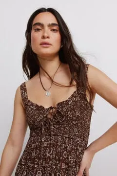 Vestido midi smock pecho