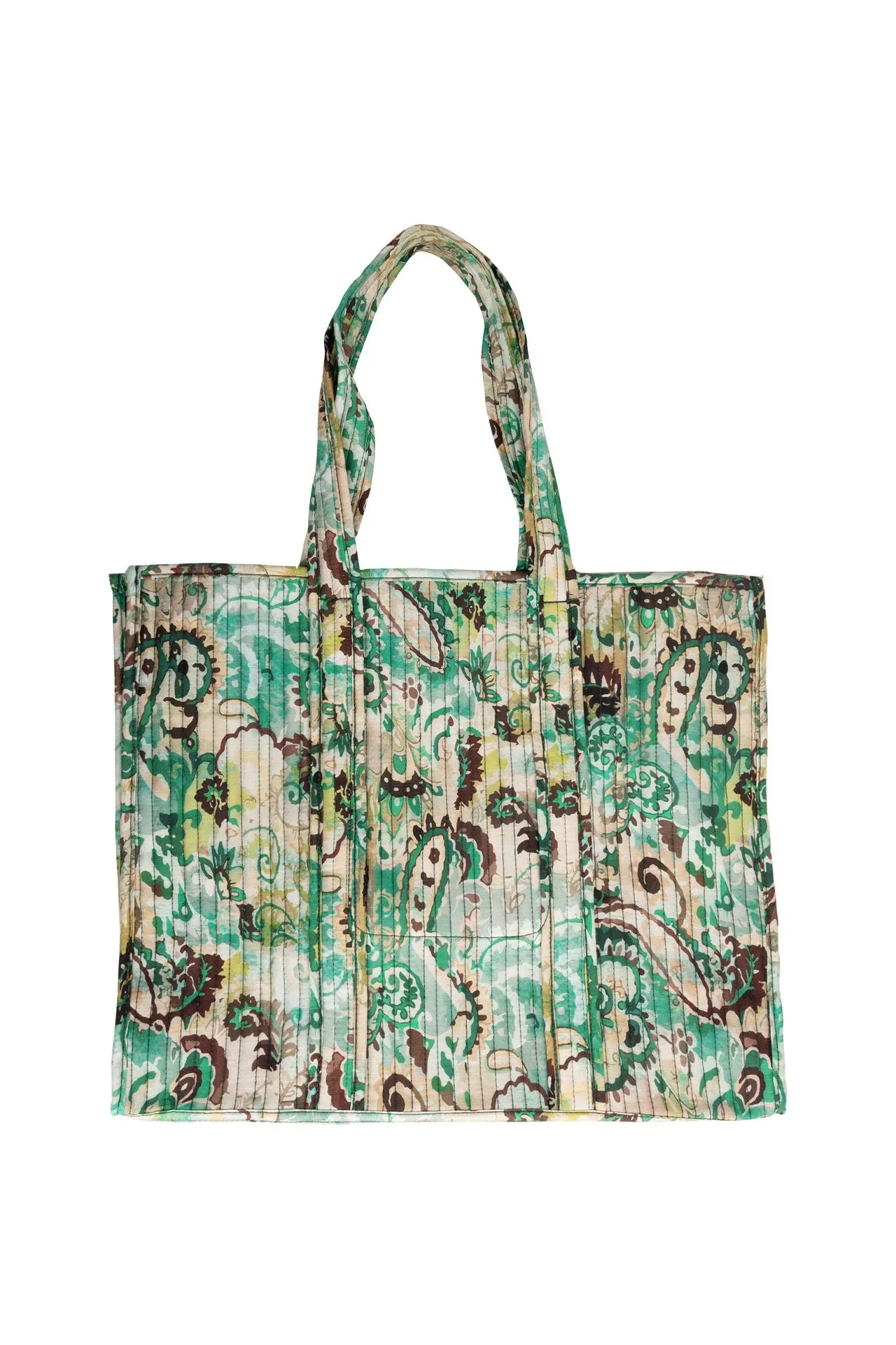 Groene shopper met paisleyprint