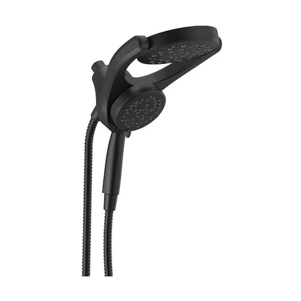 Delta HydroRain Two-​in-​One 4-​Spray Patterns 6 in.​ Wall Mount Dual Shower Heads with MagnaTite in Matte Black