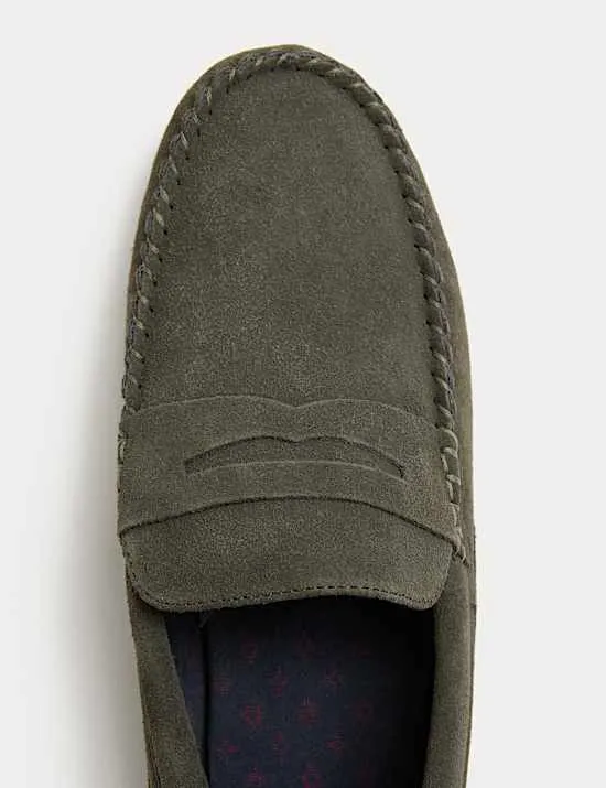 Mokassin-Slipper aus Wildleder mit Freshfeet™