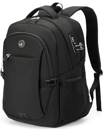SHRRADOO Anti Theft Laptop Backpack Travel Backpacks with Combination Lock for Women Men College Backpack Computer Bag Fits 17 Inch Laptop,Black