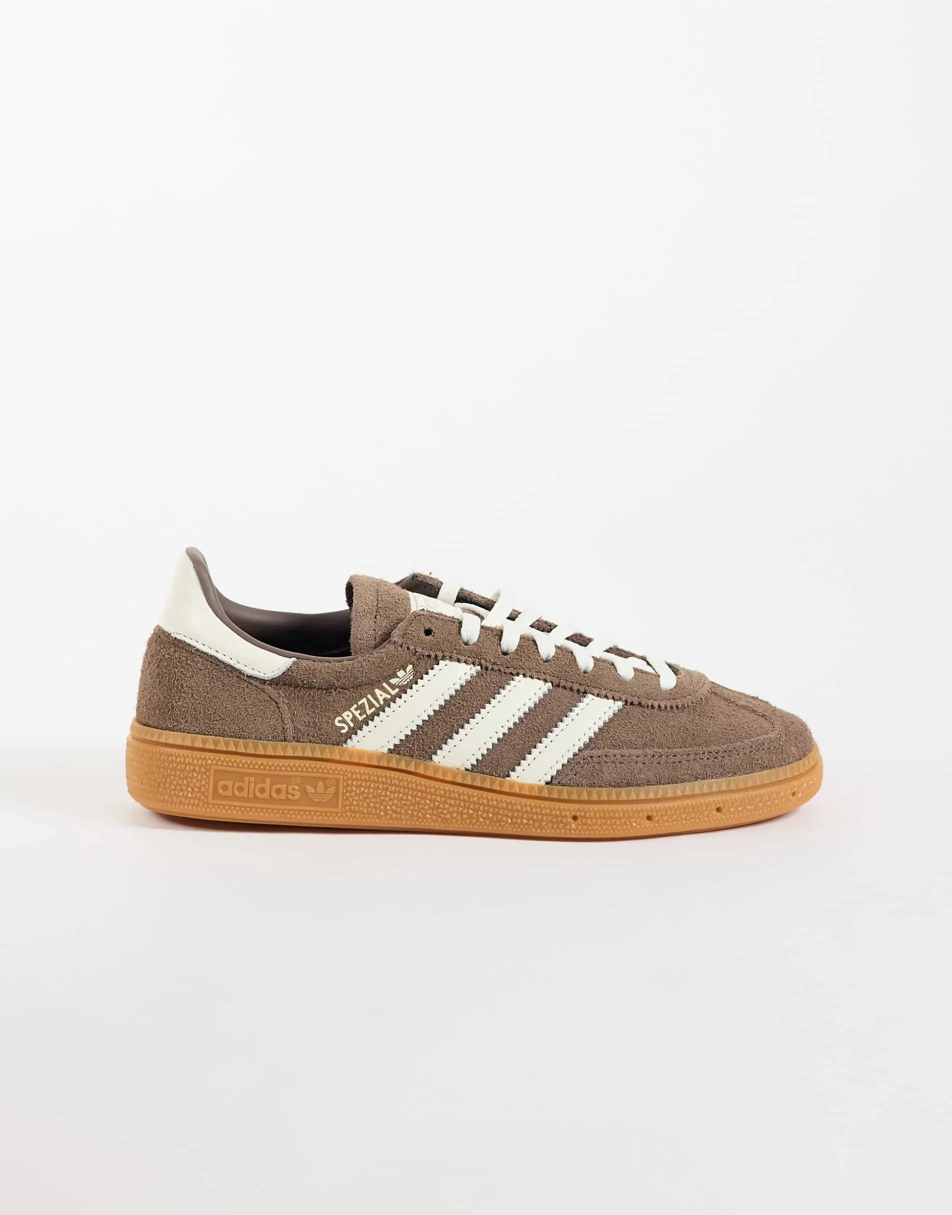 adidas Originals Handball Spezial gum sole trainers in brown and white