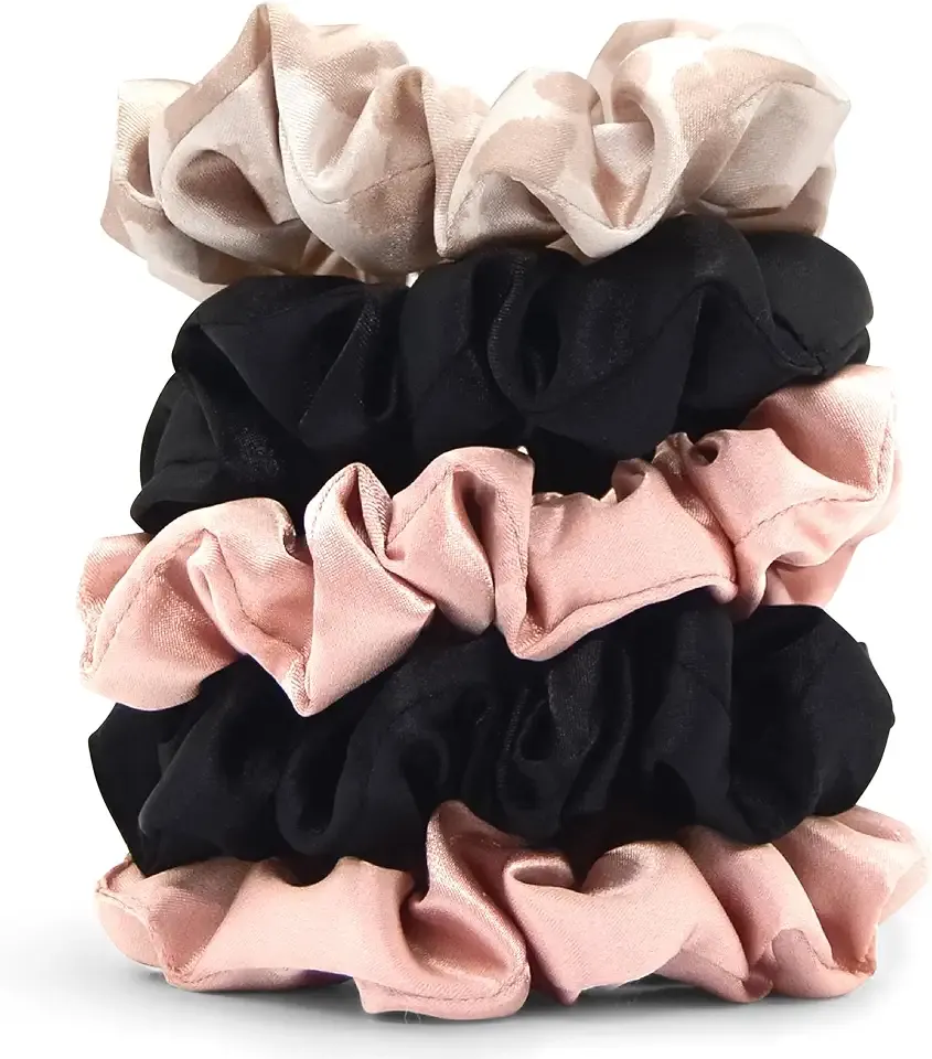 Kitsch Satin Scrunchies for Women - Softer Than Silk Scrunchies | Hair Ties No Damage for Frizz-Free Sleep | Ideal Gifts for Women, Assorted, 5pcs