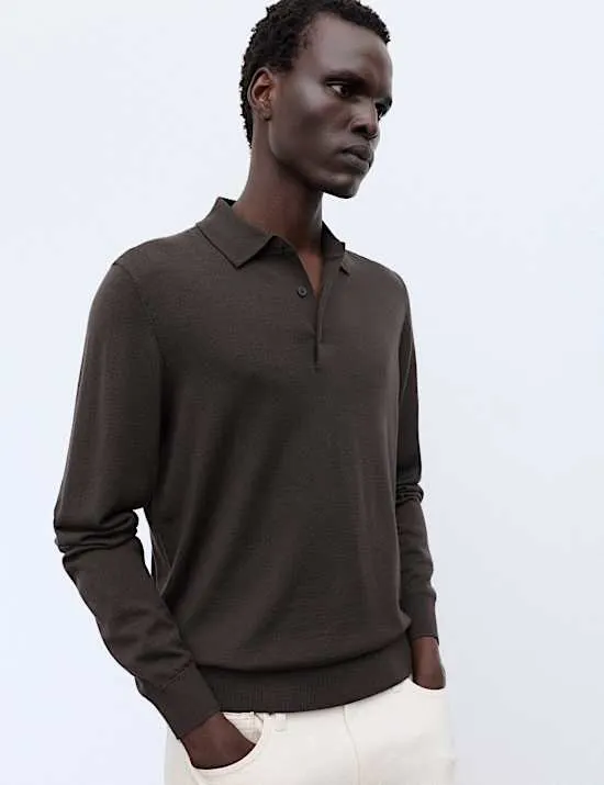 Poloshirt aus reiner, extrafeiner Merinowolle