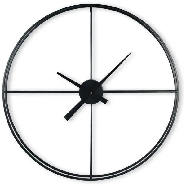 Klok Nimar metaal rond 80cm zwart strak dessin 61