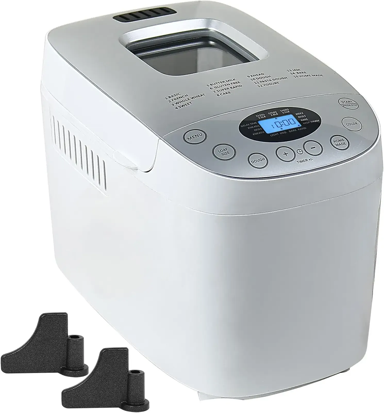 Davivy Bread Maker Machine 3.5LB, 15-in-1 Automatic Bread Machine Maker with Nonstick Bowl, Double Kneading Paddles, Add Signal, 3 Loaf Sizes and 3 Crust Settings,15-H Delay Timer(850W,Silver)