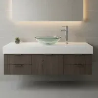 Bacha de apoyo para baño redonda Travertina 43 cm