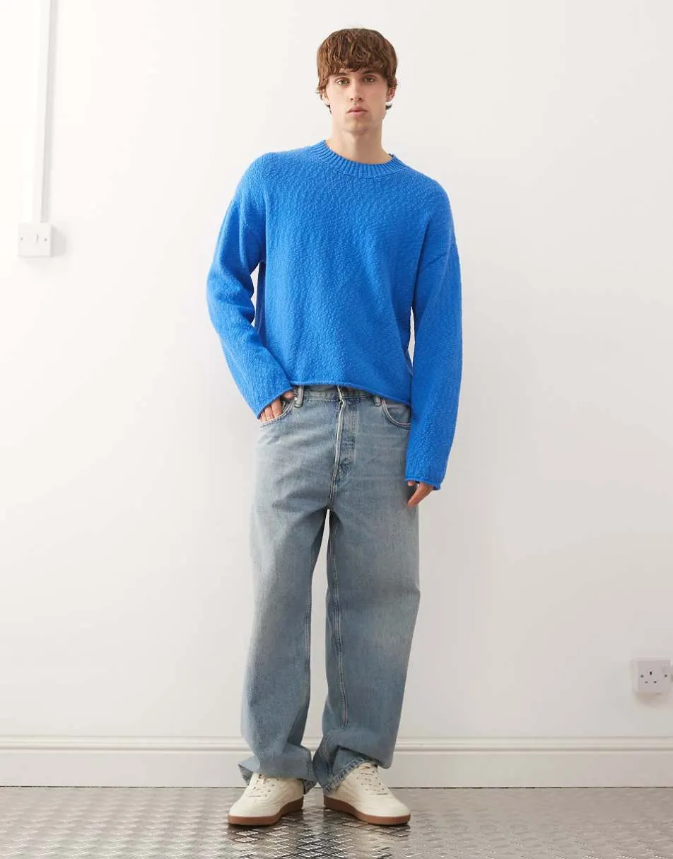 Weekday relaxed knit jumper in bright blue