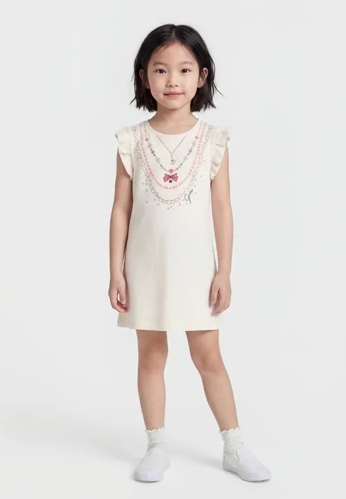 TODDLER INTERLOCK DRESS - Jerseykjole - cream white