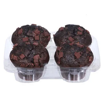 H-E-B Bakery Double Chocolate Chip Muffins, 4 ct
