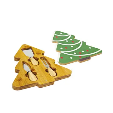 Set Tagliere con Utensili Natalizio in Bamboo 24x26 cm