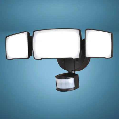 Patriot Lighting® Black Tri-Head LED Motion Security Flood Light