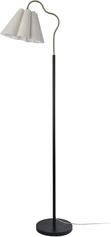 Modern Floor Lamp, Black Pole Standing Lamp, Flower-Form Shade