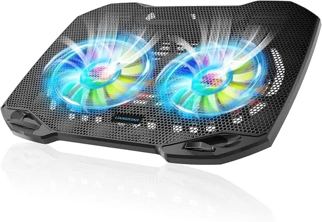 LIANGSTAR Laptop Cooling Pad, Gaming Laptop Cooler with 2 Quiet Big Fans, RGB 7 Color Light Change, Portable USB Laptop Stand 11 to 15.6 Inch, Slim and Easy Carry Working…