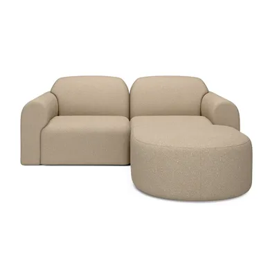 2-zitsbank Bulky met hocker rond almond