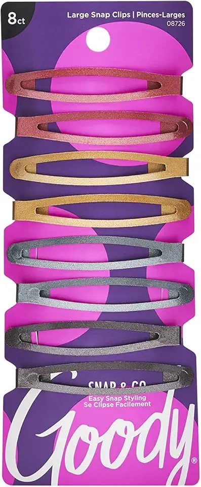 Goody Snap & Go Contour Clips, Assorted Metallic Colors, 8CT