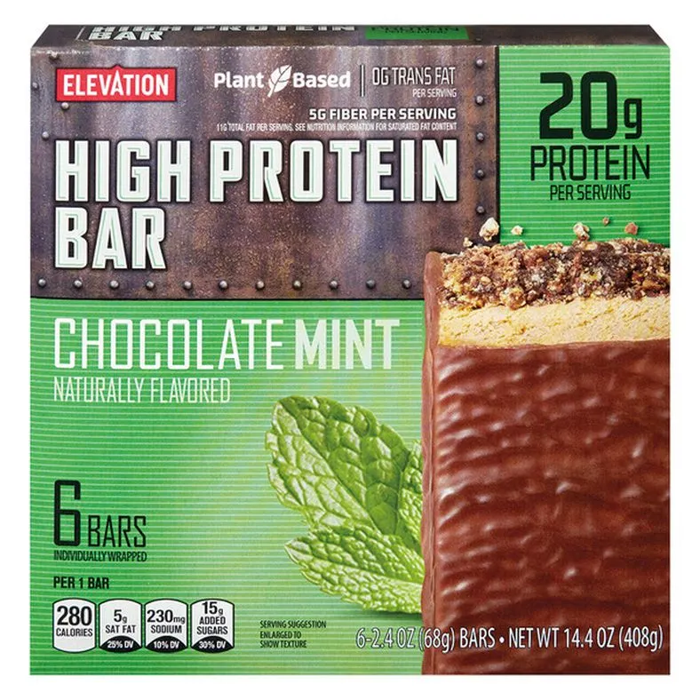 Elevation Chocolate Mint High Protein Bars - 6 Count