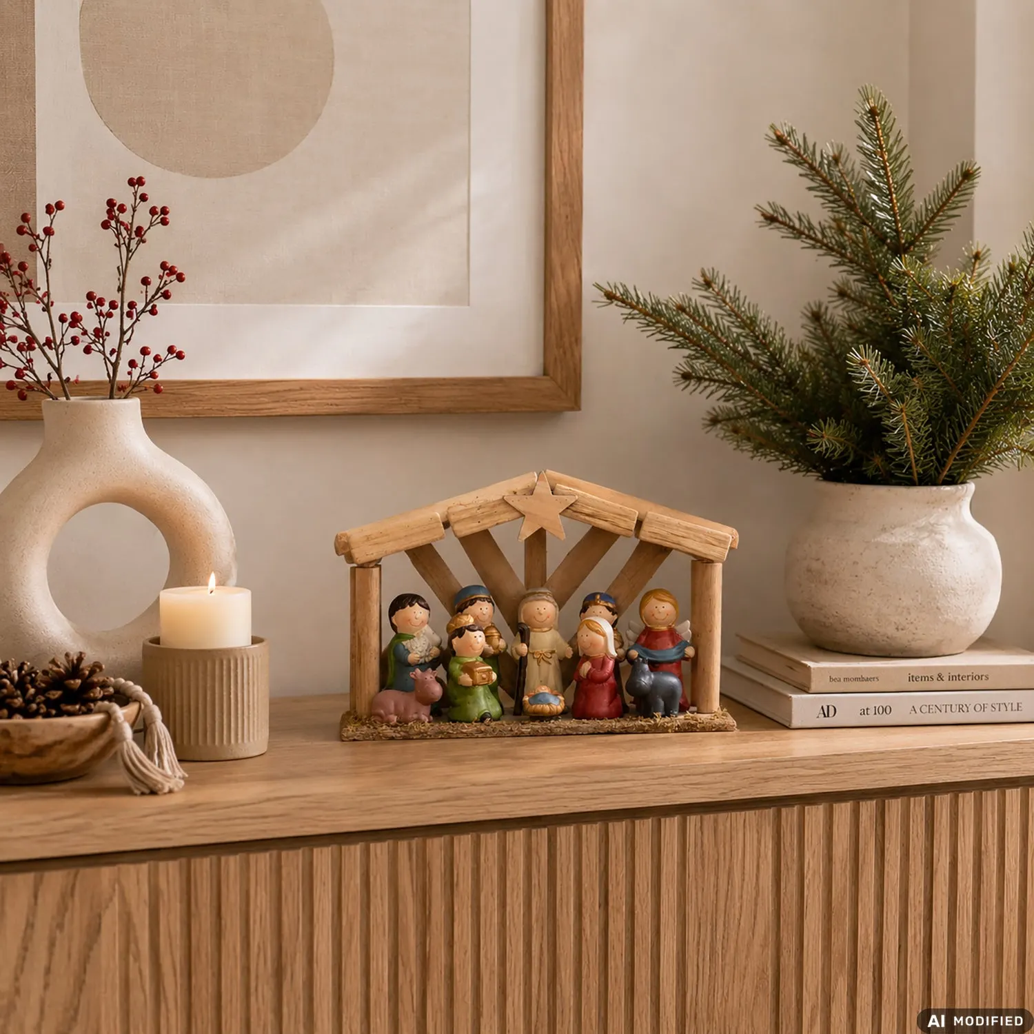 Presepe Natività 10 Statuette MDF e Poliresina H22 cm