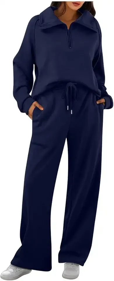 Womens 2 Piece Outfits Lounge Half Zip Hoodie Sweatsuit Sets Oversized Sweatshirt Baggy Fall Fashion Sweatpants