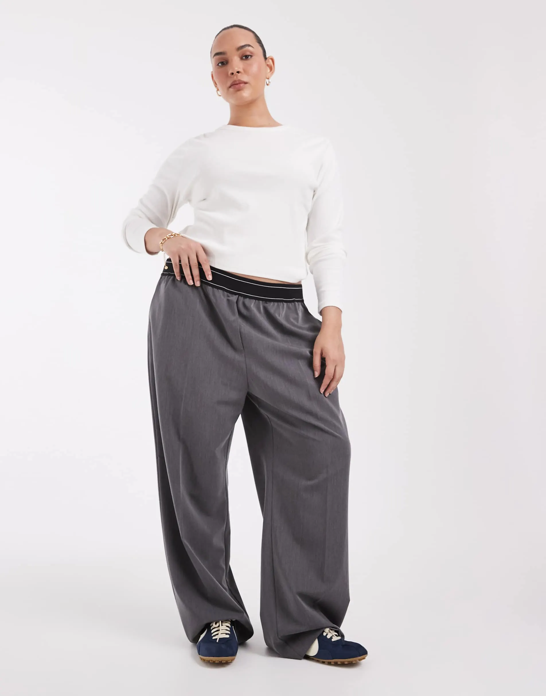 ASOS DESIGN Curve Tailored jogger trouser in grey