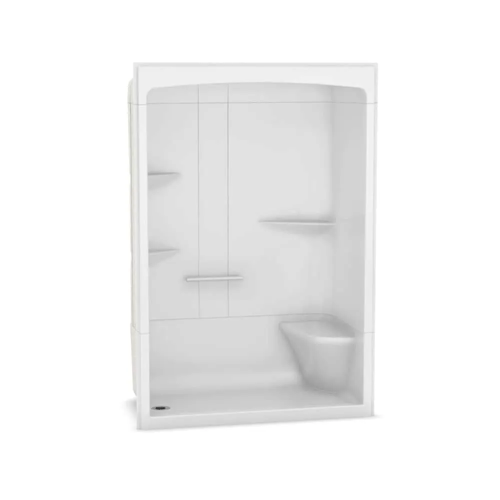 MAAX Camelia 60L x 34W x 88H in. 2-in-1 Shower Kit - Shower Stall with Left Drain Shower Base and Shower Wall Surround (No Door)