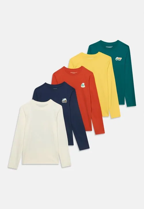 5 PACK - Topper langermet - teal/off-white/orange