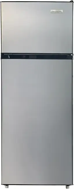 Frigidaire, 2 Door Apartment Size Refrigerator with Freezer, 7.5 cu ft, Adjustable Spill-Proof Shelves, Door & Crisper Bins, Platinum Silver, Garage Ready