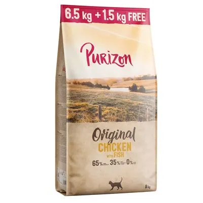 Purizon Adult sans céréales 8 kg : 6,5 kg + 1,5 kg offert !