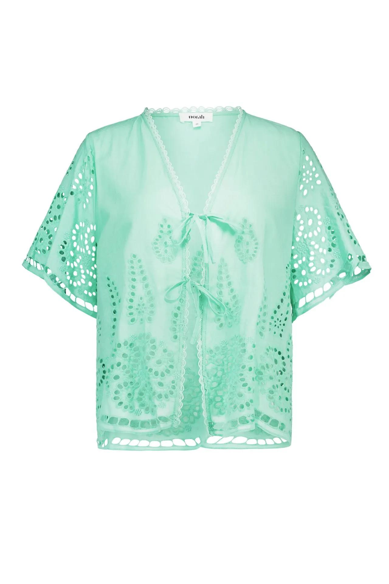Groene broderie blouse