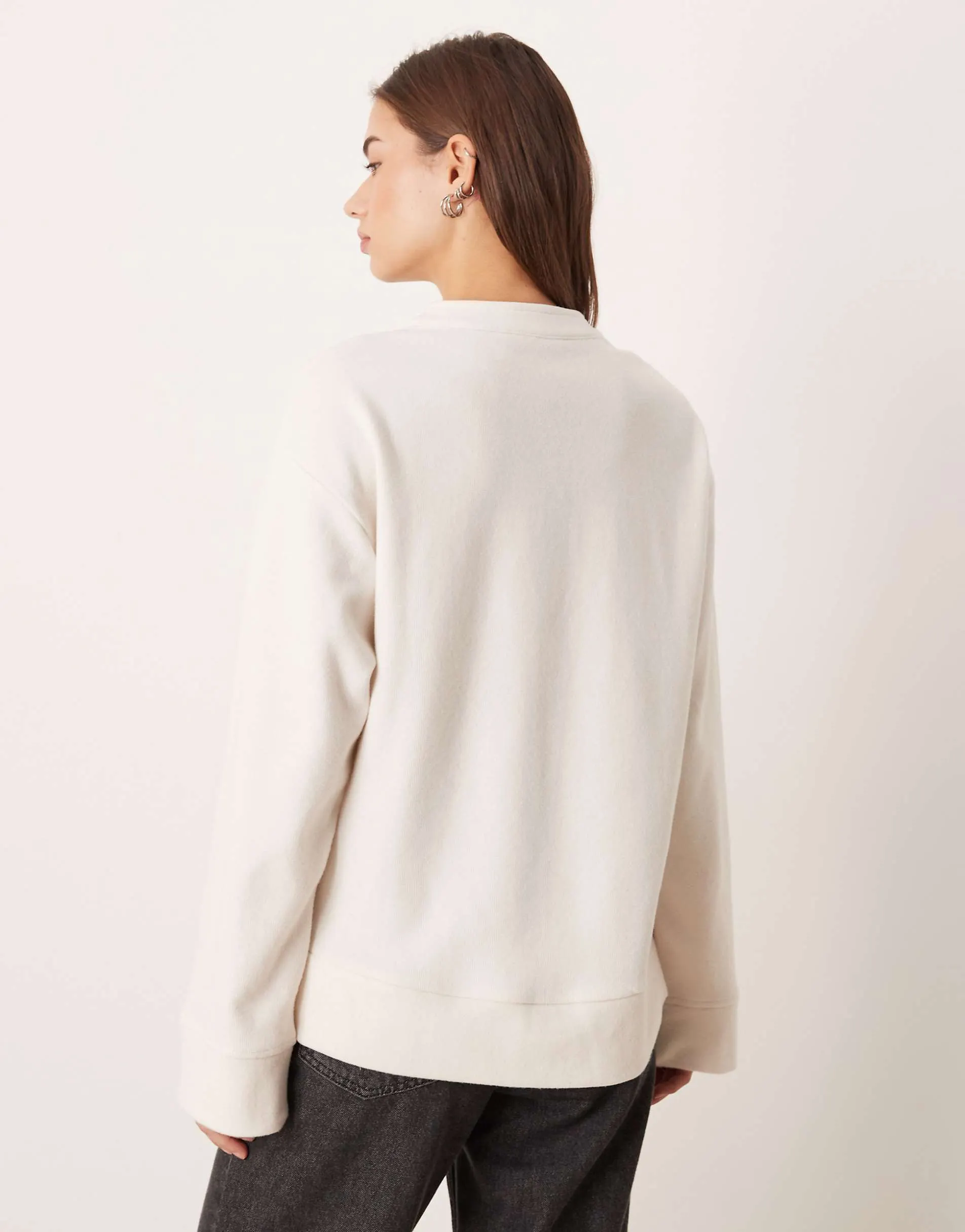ASOS DESIGN supersoft oversized henley jumper in cream