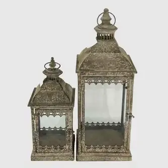 Antique Metal Lantern Set 2