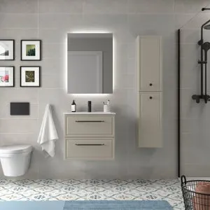 Mueble de Baño RUNA 60cm Gris mate 2 cajones Lavabo 1 poza Porcelana