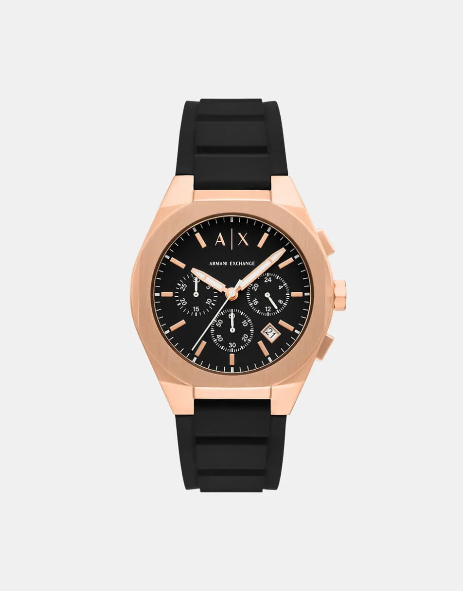 Armani Exchange Men quartz/chrono sync, black stainless steel in black