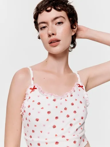 Rose Heart Fuzzy Crop Top