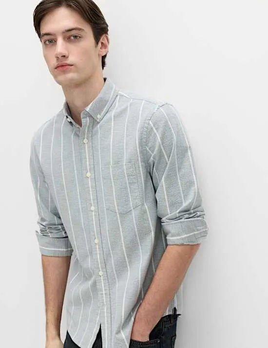 Cotton Rich Striped Oxford Shirt