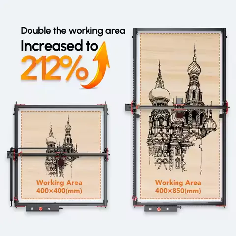 AlgoLaser Commercial Laser Engraver 10W Laser Engraving Machine with 400X850mm Working Space for Metal, Wood, Acrylic, Leather