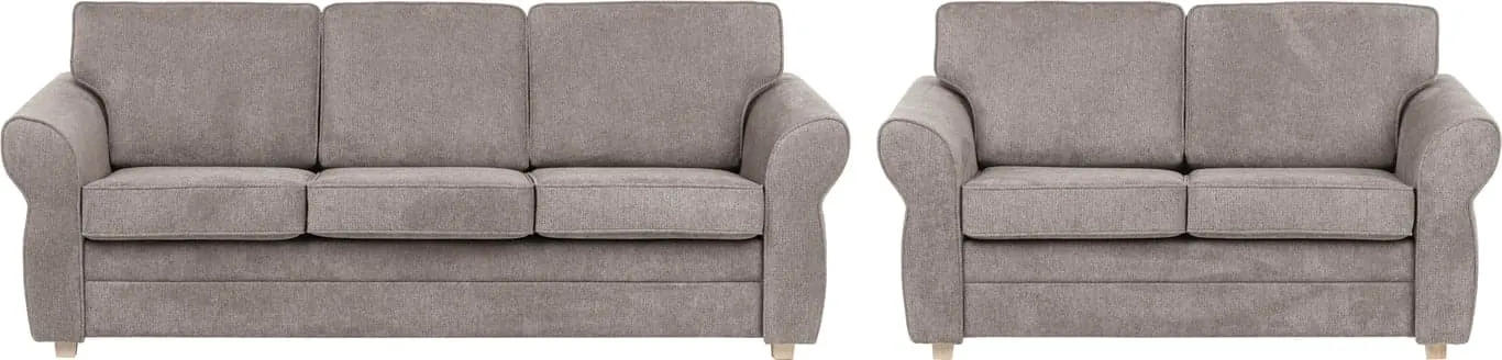Brunstad Nevada 3+2-seter sofa Stoff Mino Liver, hvitoljet ben