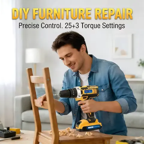 21V Cordless Lithium-Ion Impact Driver & Electric Hand Drill Kit – Power Screwdriver for DIY Home Repairs & Construction