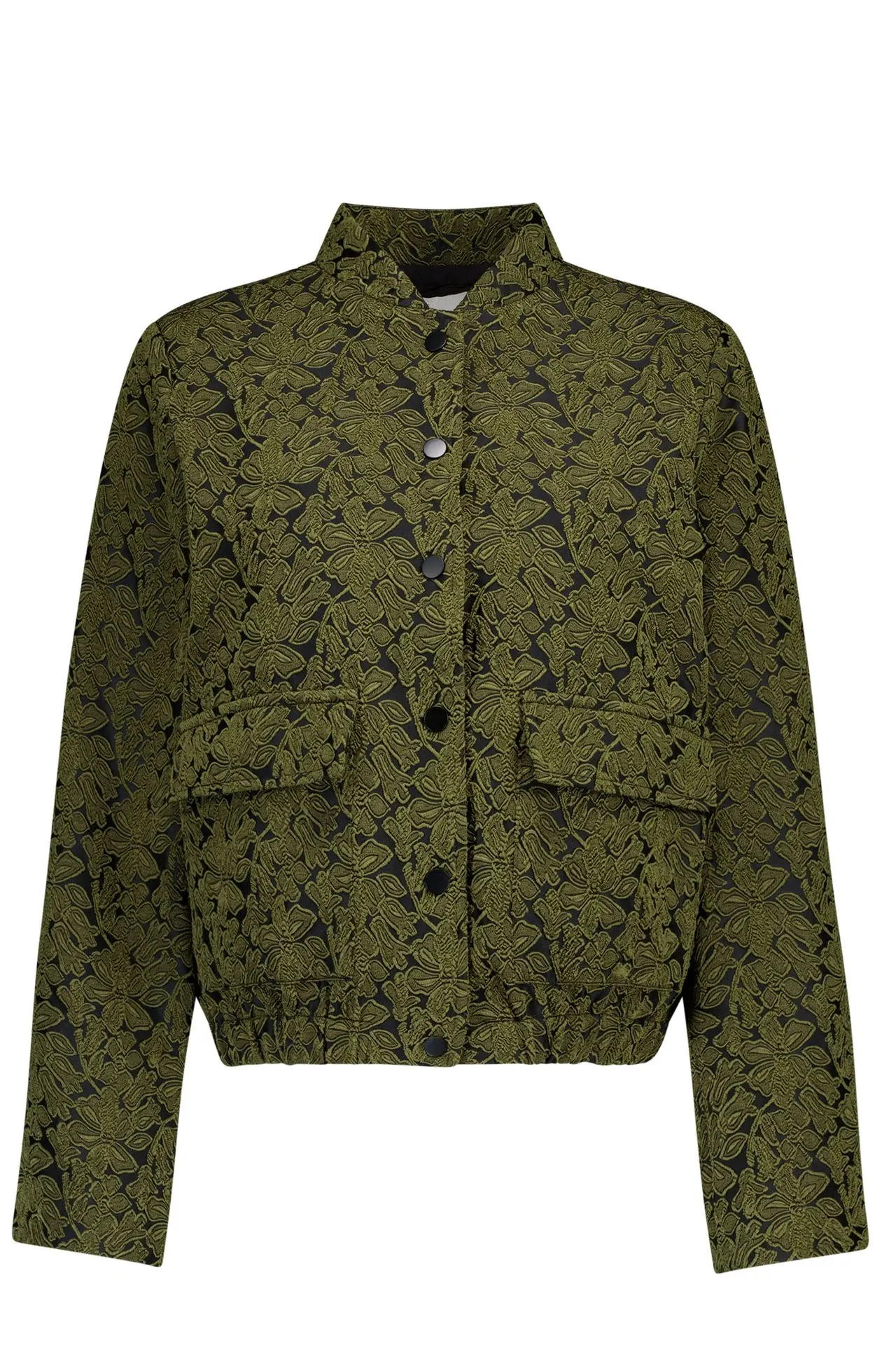 Zwarte/groene jas met bloemen