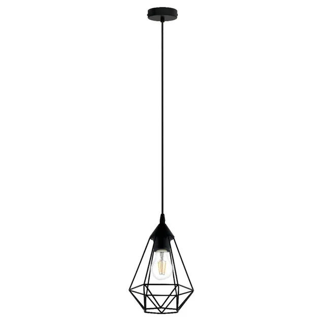 Lampadario Design Byron nero paralume nero E27 Ø17.5cm INSPIRE