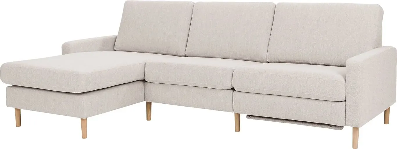 Sone høy 3 seter med sjeselong Modulsofa. Sjeselong + 1 seter + elektrisk recliner, stoff 321/11 Alpine beige