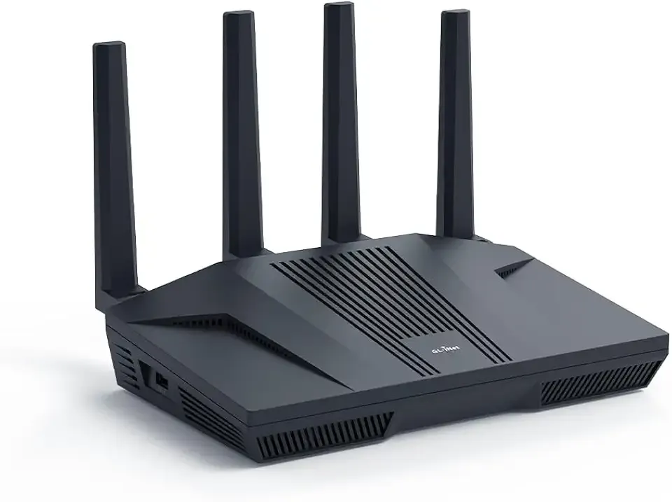 GL.iNet GL-MT6000 Flint 2 Wi-Fi 6 Gaming Router Dual 2.5G Ports | 8-stream Wi-Fi6 at 6 Gbps, dual 2.5G multi-gig ports, Up to 1148 Mbps and 4804 Mbps, pre-installed OpenWrt, OpenVPN WireGuard