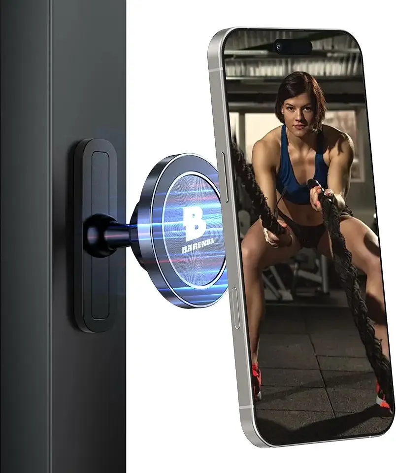 Magnetic Phone Holder for Gym with Dual-Sided N52 Super Magnets, Strong Magnetic Phone Mount for All Phones, Attaches to Metal Surfaces, Portable Gym Accessories for Men & Women, Secure Grip