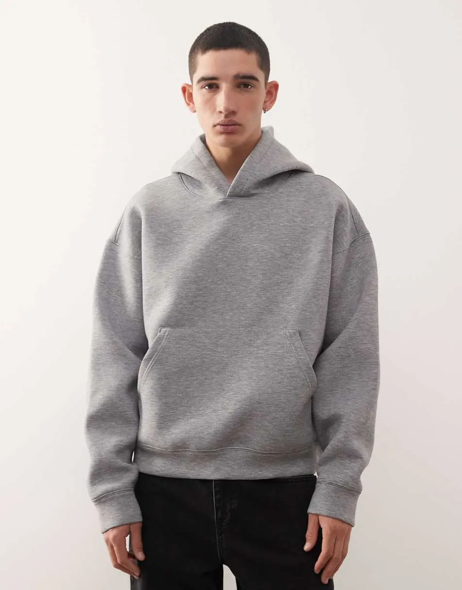 Weekday Simon hoodie in grey melange in scuba-style fabric